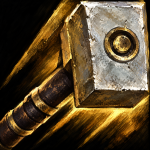 Paladin hammer, in weathered gold and steel